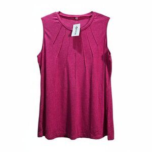 NWT | RIROW Magenta Pink Pleated Sunburst Tank Top | Sleeveless | 1XL